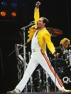 Coserz Freddie Mercury Costume Outfits Yellow Jacket Shirt & Pants Promotion
