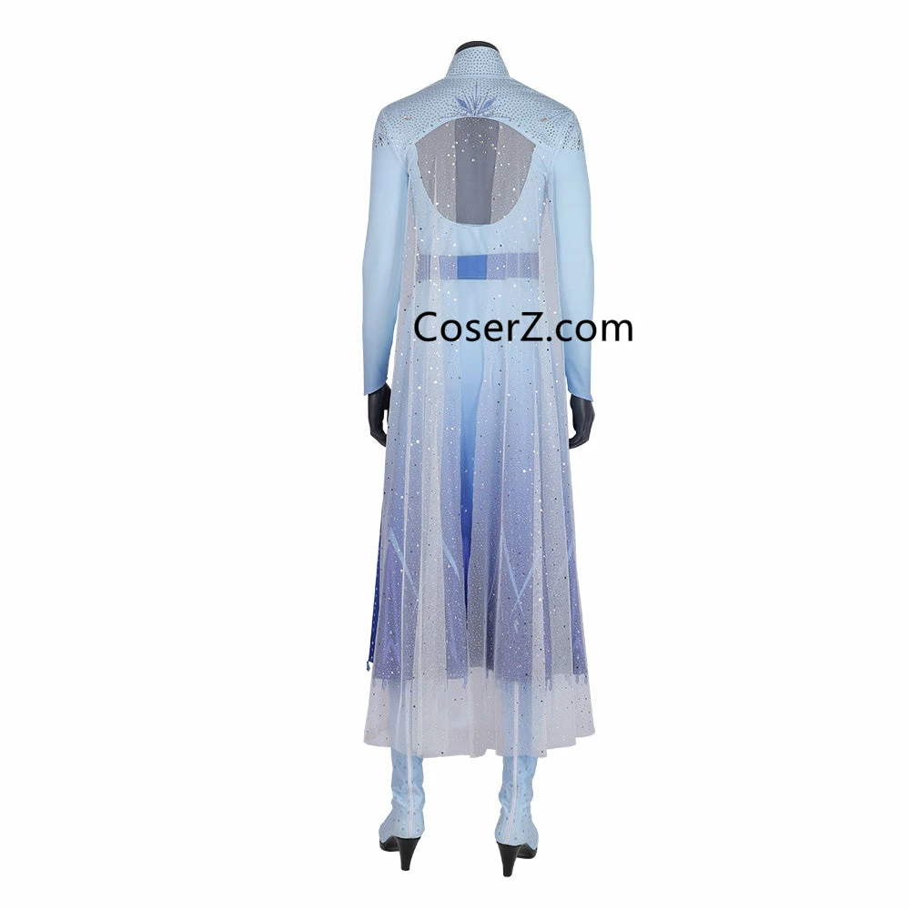 Princess Frozen 2 Elsa Dress Blue Elsa Outfit For Adult Cosplay Costume ES021 5 Princess Frozen 2 Elsa Dress Blue Elsa Outfit For Adult Cosplay Costume ES021