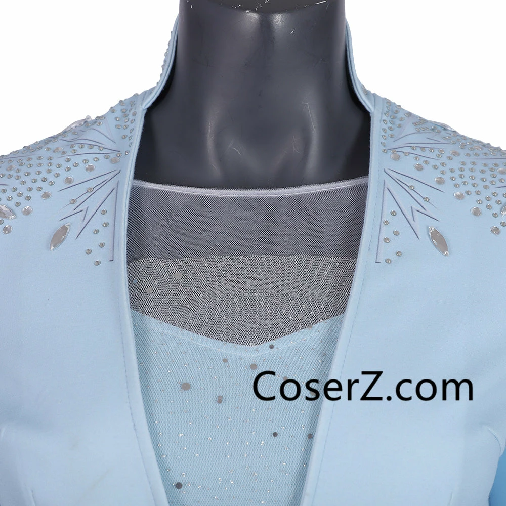 Princess Frozen 2 Elsa Dress Blue Elsa Outfit For Adult Cosplay Costume ES021 4 Princess Frozen 2 Elsa Dress Blue Elsa Outfit For Adult Cosplay Costume ES021