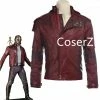 Coserz Star Lord Leather Jacket Short Cosplay Halloween Costume, Guardians Of The Galaxy 2 Star Lord Costume 2 Coserz Star Lord Leather Jacket Short Cosplay Halloween Costume, Guardians Of The Galaxy 2 Star Lord Costume