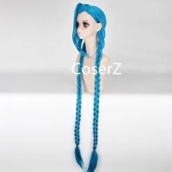Coserz League Of Legends LOL Jinx Wig 120cm Long Two Braid Cosplay Wig Promotion