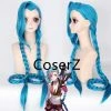 Coserz League Of Legends LOL Jinx Wig 120cm Long Two Braid Cosplay Wig Promotion 1 Coserz League Of Legends LOL Jinx Wig 120cm Long Two Braid Cosplay Wig Promotion