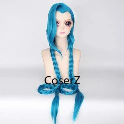 Coserz League Of Legends LOL Jinx Wig 120cm Long Two Braid Cosplay Wig Promotion 14 Coserz League Of Legends LOL Jinx Wig 120cm Long Two Braid Cosplay Wig Promotion