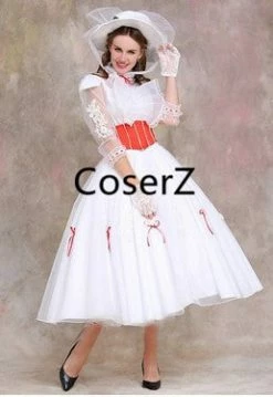 Coserz Mary Poppins Costume With Red Satin Mary Dress Promotion