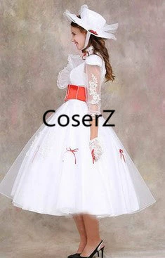Coserz Mary Poppins Costume With Red Satin Mary Dress Promotion