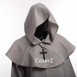 Coserz Medieval Friar Costume Vintage Renaissance Priest Monk Cowl Robes Cosplay Outfits With Cross Necklace