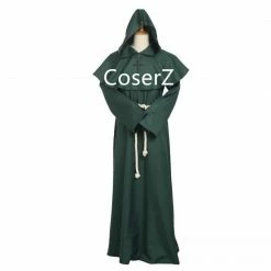 Coserz Medieval Friar Costume Vintage Renaissance Priest Monk Cowl Robes Cosplay Outfits With Cross Necklace