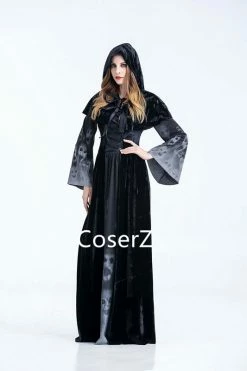 Coserz Women Medieval Renaissance Witch Gothic Queen Of Vampire Black Dress Cosplay Costume