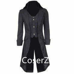 Coserz Promotion Mens Victorian Cosplay Costume Gothic Tailcoat Jacket Steampunk Trench Coat