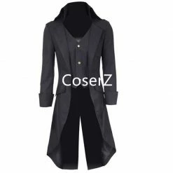 Coserz Promotion Mens Victorian Cosplay Costume Gothic Tailcoat Jacket Steampunk Trench Coat