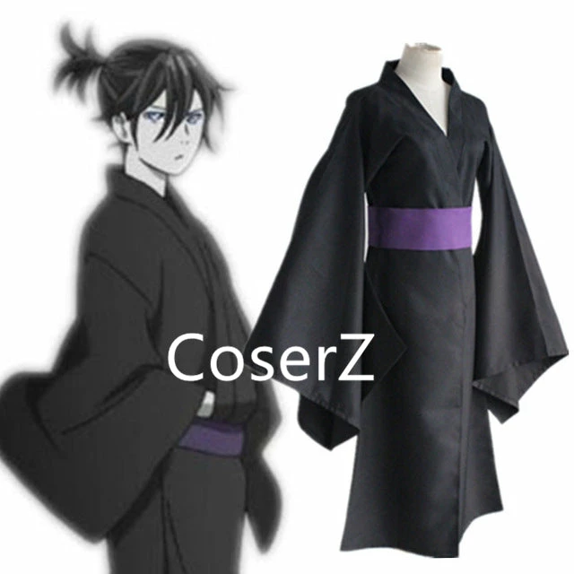 Coserz Noragami Yato Cosplay Costume Black Kimono Yukata 3 Coserz Noragami Yato Cosplay Costume Black Kimono Yukata