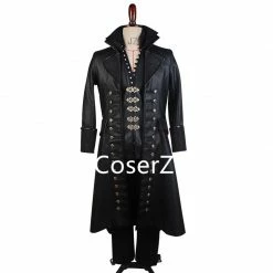 Coserz Once Upon A Time Cosplay Costume Captain Hook Costume Black Jacket Full Sets Halloween Costume Promotion