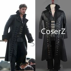 Coserz Once Upon A Time Cosplay Costume Captain Hook Costume Black Jacket Full Sets Halloween Costume Promotion