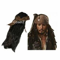 Coserz Promotion Pirates Caribbean Jack Sparrow Cosplay Wig Costume Accessories Wig Beards Sets