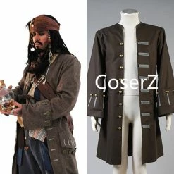 Coserz Promotion Custom Pirates Of The Caribbean Cosplay Costume Jack Sparrow Costume Jacket/Coat Only
