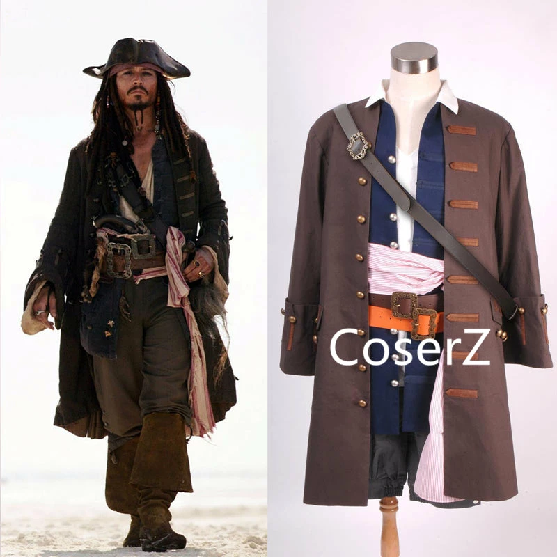Coserz Pirates Of The Caribbean Captain Jack Sparrow Costume Cosplay Full Sets 3 Coserz Pirates Of The Caribbean Captain Jack Sparrow Costume Cosplay Full Sets