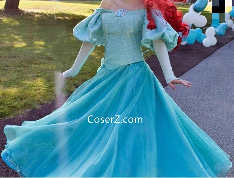 Princess Ariel Green Dress, Ariel Teal Green Ball Gown Park Version Dress 4 Princess Ariel Green Dress, Ariel Teal Green Ball Gown Park Version Dress