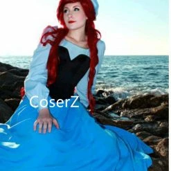 Coserz Promotion Custom Princess Ariel Blue Dress, The Little Mermaid Ariel Cosplay Costume