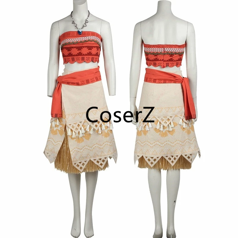 Coserz Moana Cosplay Costume, Princess Moana Costume With Necklace, Custom Moana Dress 4 Coserz Moana Cosplay Costume, Princess Moana Costume With Necklace, Custom Moana Dress