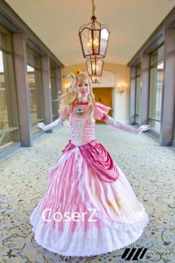Game Super Mario Bros Peach Princess Peach Dress Cosplay Costume