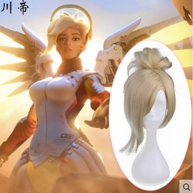 Game OW Mercy Angela Ziegler Cosplay Wig 3 Game OW Mercy Angela Ziegler Cosplay Wig