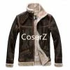 Coserz Promotion Resident Evil 4 Leon Kennedy Leather Jacket Cosplay Costume Faux Fur Coat For Men