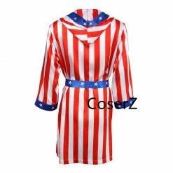 Coserz Promotion Rocky Balboa Apollo Movie Boxing American Flag Cosplay Shorts Robe Boxing Costume Robe And Shorts