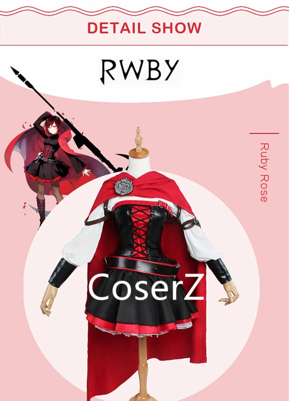 Coserz Ruby Rose Cosplay Costume, RWBY Cosplay 3 Season Ruby Costume 4 Coserz Ruby Rose Cosplay Costume, RWBY Cosplay 3 Season Ruby Costume