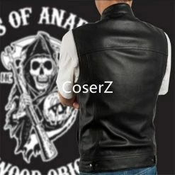 Coserz Promotion Sons Of Anarchy Black Motorcycle Vest Jacket Leather Vest Black Punk Vest Cosplay Costume 8 Coserz Promotion Sons Of Anarchy Black Motorcycle Vest Jacket Leather Vest Black Punk Vest Cosplay Costume
