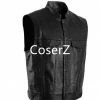 Coserz Promotion Sons Of Anarchy Black Motorcycle Vest Jacket Leather Vest Black Punk Vest Cosplay Costume