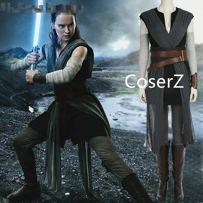 Coserz Promotion Star Wars 8 The Last Jedi Rey Costume Halloween Cosplay Costume Without Boots 3 Coserz Promotion Star Wars 8 The Last Jedi Rey Costume Halloween Cosplay Costume Without Boots