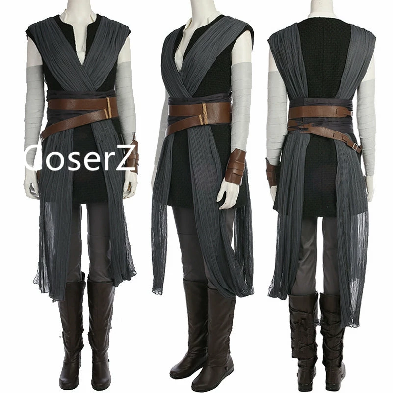Coserz Promotion Star Wars 8 The Last Jedi Rey Costume Halloween Cosplay Costume Without Boots 4 Coserz Promotion Star Wars 8 The Last Jedi Rey Costume Halloween Cosplay Costume Without Boots