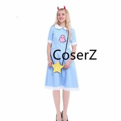 Coserz Promotion Anime Star Vs. Forces Of Evil Cosplay Costume, Princess Star Butterfly Blue Dress With Messenger Bag