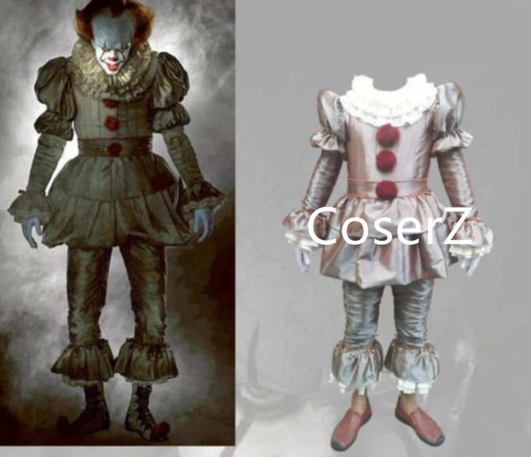 Coserz Promotion Halloween Stephen King's It Pennywise Cosplay Costume Clown Full Set 3 Coserz Promotion Halloween Stephen King's It Pennywise Cosplay Costume Clown Full Set