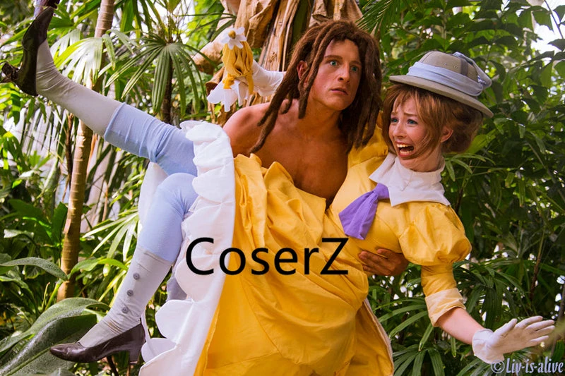 Coserz Promotion Tarzan And Jane Porter Costume, Jane Dress Cosplay Costume With Gloves 4 Coserz Promotion Tarzan And Jane Porter Costume, Jane Dress Cosplay Costume With Gloves