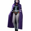 Coserz Promotion Women's Raven Purple Cloak Black Jumpsuit Cosplay Costume