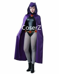 Coserz Promotion Women's Raven Purple Cloak Black Jumpsuit Cosplay Costume