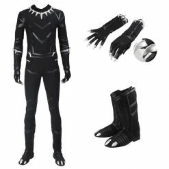 Comic Captain America Civil War Black Panther T'Challa Cosplay Costume With Boots