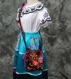 Coserz Encanto Mirabel Costume - Embroidered Adult Mirabel Dress With Bag Embroidery Version 31 Coserz Encanto Mirabel Costume - Embroidered Adult Mirabel Dress With Bag Embroidery Version
