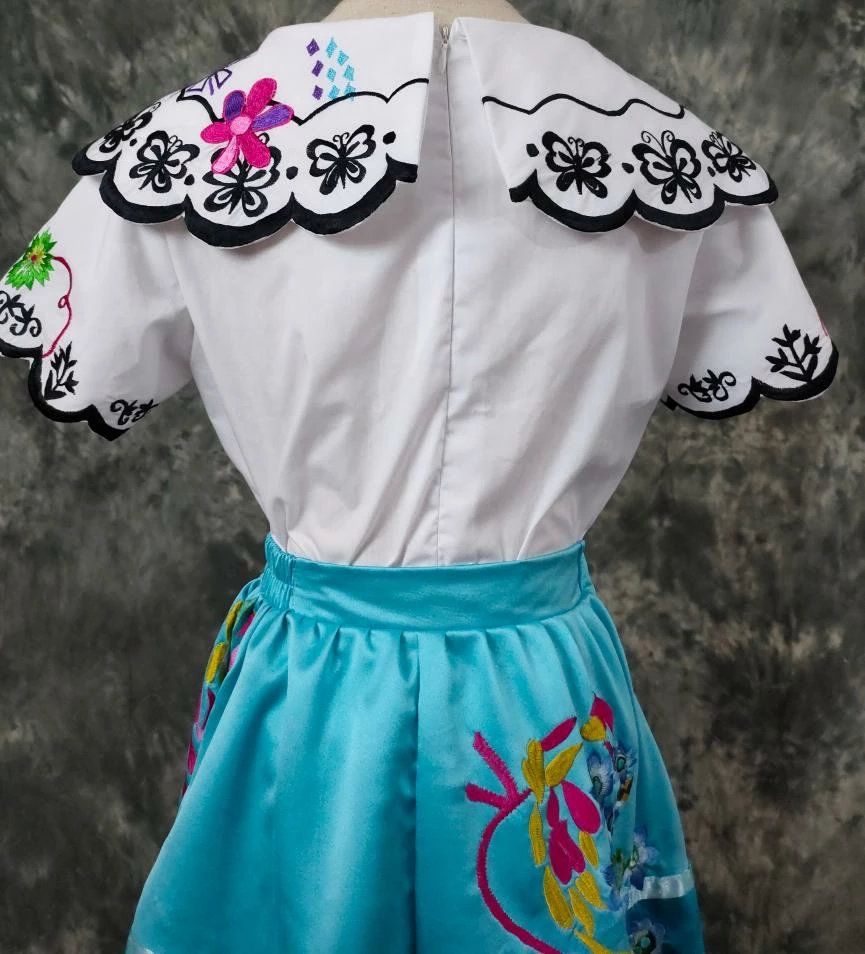 Coserz Encanto Mirabel Costume - Embroidered Adult Mirabel Dress With Bag Embroidery Version 7 Coserz Encanto Mirabel Costume - Embroidered Adult Mirabel Dress With Bag Embroidery Version