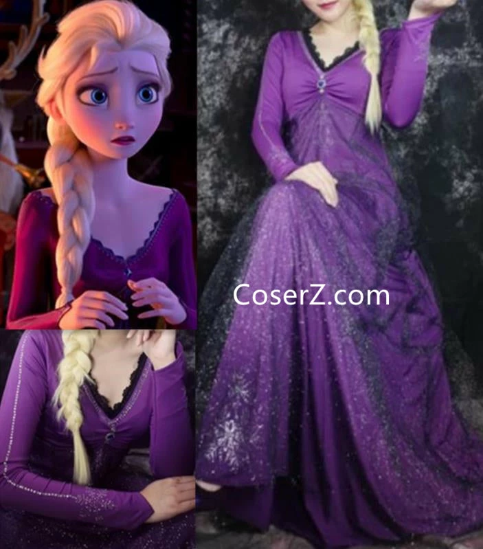 Princess Frozen 2 Elsa Red Dress, Frozen 2 Elsa Purple Dress For Adult 3 Princess Frozen 2 Elsa Red Dress, Frozen 2 Elsa Purple Dress For Adult