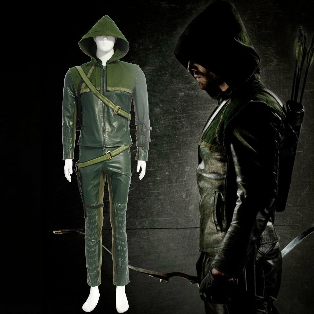 Comic Green Arrow Oliver Queen Arrow Cosplay Costume 3 Comic Green Arrow Oliver Queen Arrow Cosplay Costume