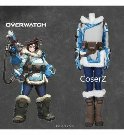 Game Overwatch Mei Costume Cosplay Costume (Coat,Pants, Belt, Bags)