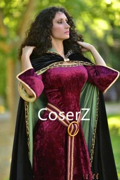 Coserz Promotion Tangled Mother Gothel Costume,Mother Gothel Cosplay Dress With Cape